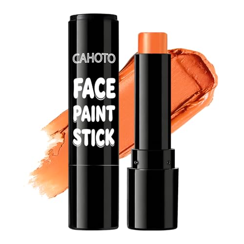 CAHOTO Orange Face Body Paint Stick Eye Black Football Baseball Sports Full Coverage Vegan Oil Based Halloween Makeup Stick for Pumpkin Lion Tiger Fox SFX Scarecrow Leopard Cosplay 0.12oz