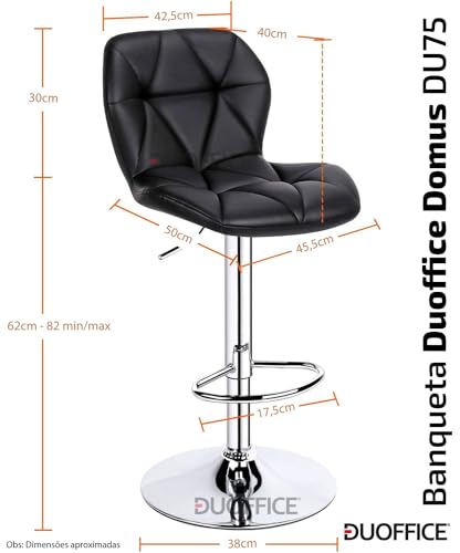 Kit 02 Banqueta Alta Estofada Giratória Regulagem de Altura Duoffice Domus DU75