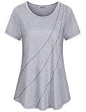 MOQIVGI Athletic Shirts for Women Summer Casual Short Sleeve Crew Neck Gym Yoga Active Wear Womens T