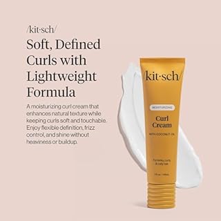Kitsch Moisturizing Curl Cream for Curly Hair – Lightweight Curly Hair Products for Men & Women | Defines Curls, Controls Frizz & Boosts Shine | Hydrating Curling Cream - Ideal Gifts for Women