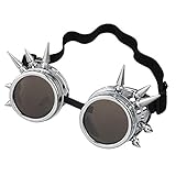 Leegoal(TM) Vintage Steampunk Goggles Spiked Gothic Welding Cyber Punk Gothic Cosplay Glasses (Silver)