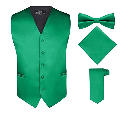 S.H. Churchill &amp; Co. Men's 4 Piece Vest Set, with Bow Tie, Neck Tie &amp; Pocket Hankie