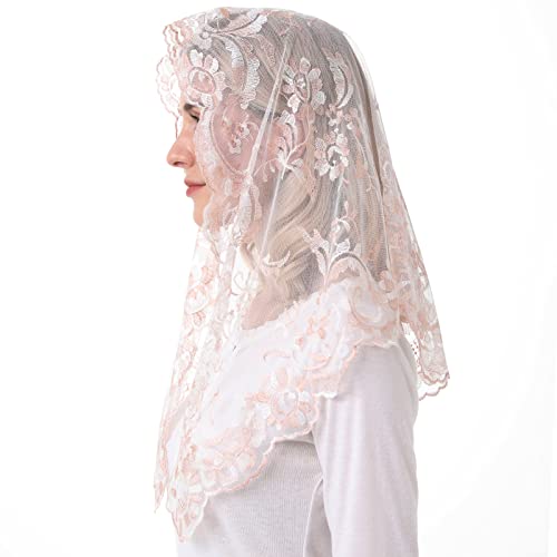 Spanish Mantilla Embroidery Lace Veils Catholic Church Mantillas Chapel Scarf Lace Mass (Multicolor), 120cm*60cm, (DG1702)