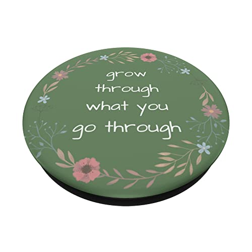 Grow Through What You Go Through Inspirational Garden PopSockets Swappable PopGrip, Black - Image 2