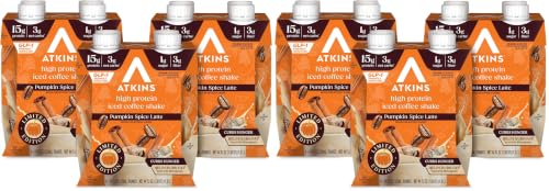 Image of Atkins Pumpkin Spice Latte,15g Protein,3g Net Carbs,1g Sugar,Low Glycemic,Keto Friendly,(Pack of 24)