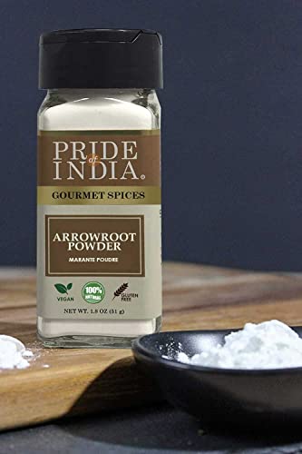 Pride Of India – Natural Arrowroot Ground Powder – Gourmet Baking & Thickening Agent – Gluten & Gmo Free – Good For Sauces, Fritters & Fries – Easy To Use – 2Oz. Dual Sifter Bottle #TOP3