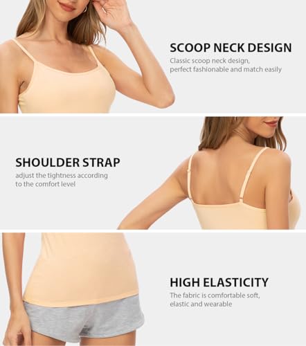 AMVELOP 2-4 PCS Camisole for Women Casual Sleeveless Layer Undershirt Adjustable Spaghetti Strap Tank Top Outfit2