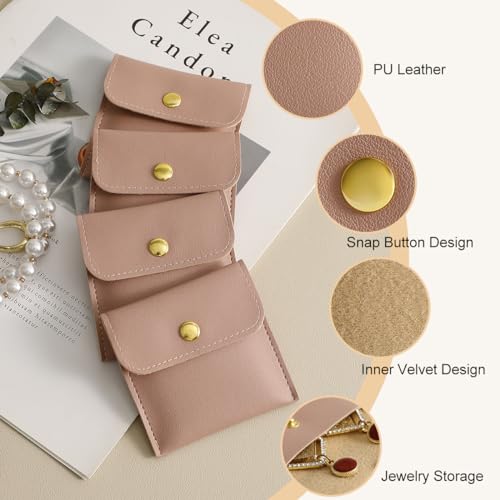 40pcs PU Leather Small Bags for Jewelry 8 x 8cm Snap Button Jewelry Packaging Bag Dark Pink Luxury Small Favor Bags Jewelry Gift Bags for Earrings Necklaces Bracelet Ring3