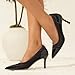 Women's High Heels Pumps Fashion Closed Pointed Toe Comfortable Sexy Party Slip on Stiletto Dress Shoes Black Szie 10