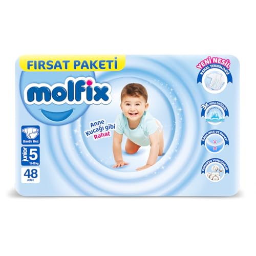 Molfix 3D Bebek Bezi, Junior 5 Beden, Fırsat Paketi 48 Adet