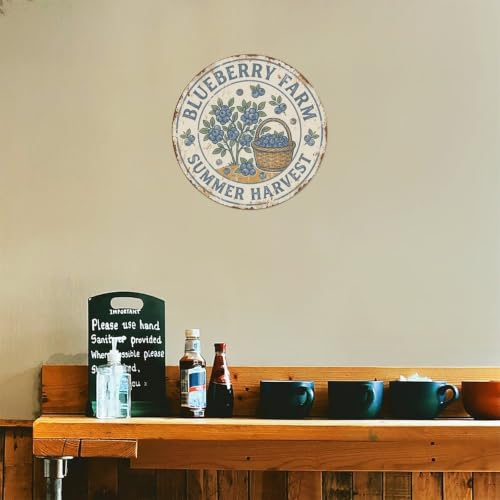 Plaque en métal vintage Blueberry Farm Summer Harvest Circle – vue 5