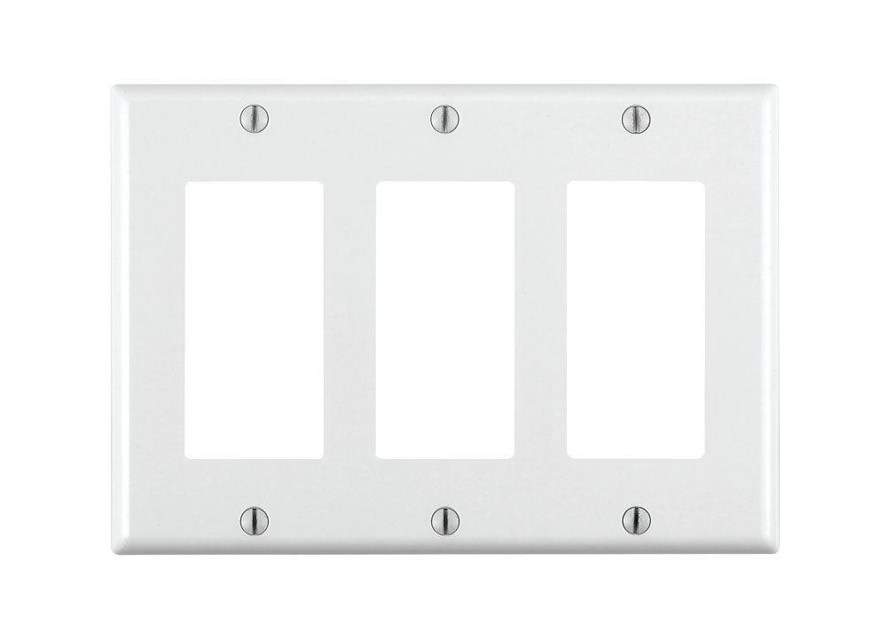 Leviton 80411-W 3-Gang Decora/GFCI Device Decora Wallplate