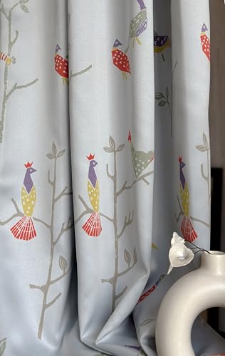 Image of Tranquebar Curtain Co. Semi Blackout Curtains 5 Feet for Window, 80% Blackout, Multicolor Bird Print, Semi Blackout Window Curtains, Heavy Polyester, BackTabs, Shiri (152 cm) - 1 Piece