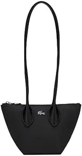 شنطة شبه منحرف من لاكوست للنساء باللون الأسود مقاس كبير