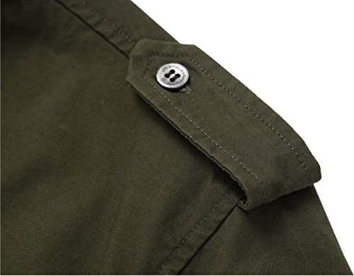 Gihuo Men's Casual Short Sleeve Military Style Button Down Cargo Shirt With Shoulder Straps (Medium, Army Green) #TOP4