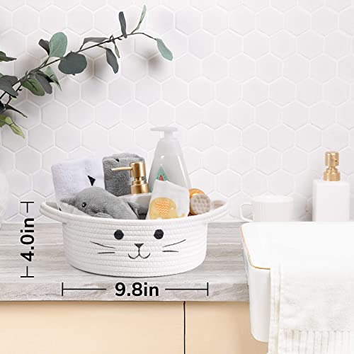 image for HiChen Small Round Woven Rope Basket, Cute Dog Toy Basket for Living R