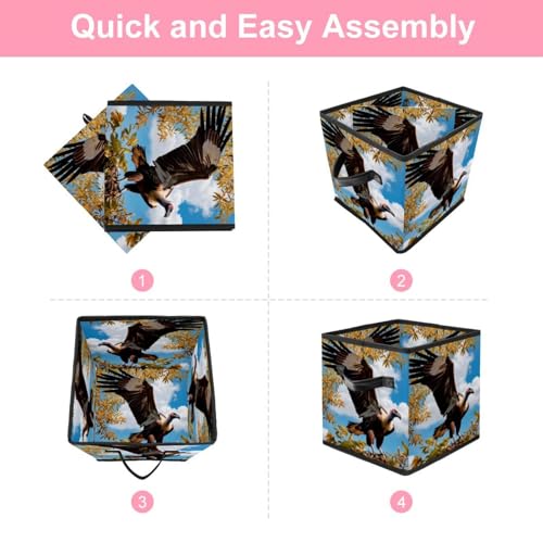 Boîte de rangement pliable panier cube étagère dressing joli vautour - 7
