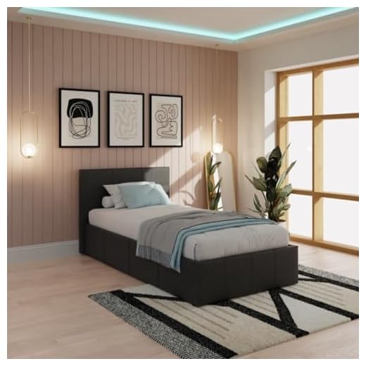 GFW Classic Leather Upholstered Ottoman Storage Bed With Gas Side Lift & Under Bed Storage, Single, White 25 GFW Classic Leather Upholstered Ottoman Storage Bed With Gas Side Lift & Under Bed Storage, Single, Black