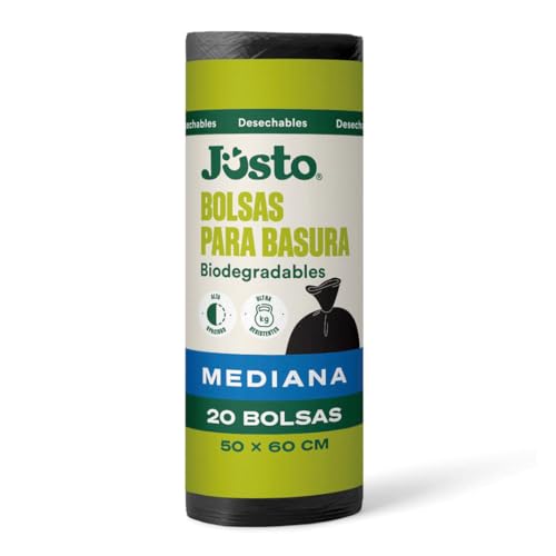 La Mejor Recopilación de Bolsas de basura Top 10. 30 Jüsto Bolsa para Basura Biodegradable Negra Mediana 20 pzas
