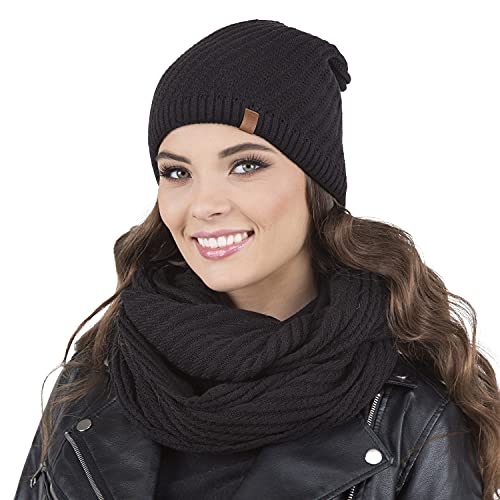 Bonnet tricot chaud doublure anti-statique pour femme