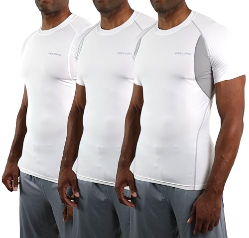 Image of DEVOPS 3 Pack Men's Athletic Short Sleeve Compression Shirts
