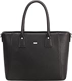 David Jones - Handtasche für Damen – Einkaufstasche, PU-Leder, Schulterriemen, mehrere Fächer, Tasche, Tote, Stadt, Arbeit, elegant, klassisch, schick, Damen, Schwarz , Einheitsgröße