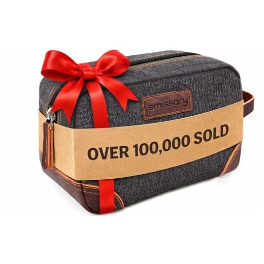 emissary Men's Toiletry Bag, Leather and Canvas Travel Toiletry Bag, Dopp Kit for Men, Travel Bathroom Bag Men's Shaving Kit, Travel Kit Small Bags for Men, Shaving Bag for Travel Accessories (Gray)