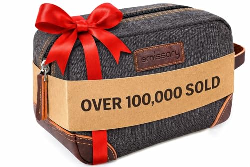 emissary Toiletry Bag for Men, Canvas Travel Toiletry Bag Men's Dopp Kit, Water-resistant Bathroom Bag Mens Shaving Kit, Travel Kit Small Bags, Shaving Bag, Toiletry Bags by emissary - Used condition - US$18.97