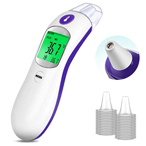 Ear Forehead Thermometer Digital Infrared Fever Thermometer with Fever Alarm Memory for Infant