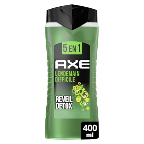 AXE - Duschgel für Herren, 5-in-1, Lendemain Schwierig, 24 Stunden feuchtigkeitsspendend, 87% Inhaltsstoffe natürlichen Ursprungs, Zitrusduft, 400 ml