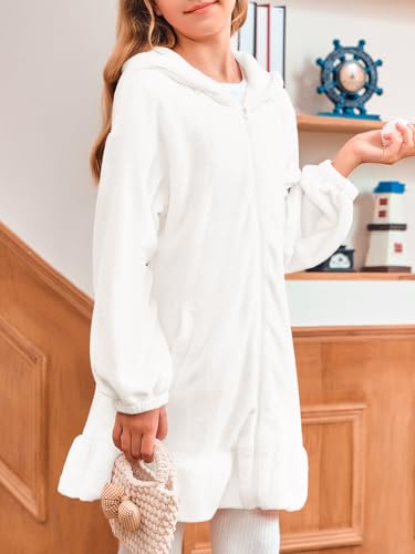 Batermoon Girls Cute Bunny Ear Hoodies Anime Fuzzy Zip Up Oversized Jacket Coats4