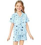 Arshiner Girls Pajamas Sets Short Sleeve Kids Pjs Button Down Sleepwear for 4-13Y