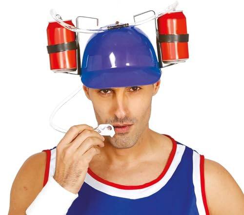 FIESTAS GUIRCA | Casco Porta Bibite Multicolore - Accessorio Divertente per Addio al Celibato e Feste della Birra - Ideale per Adulti Unisex in Celebrazioni di Operai e Idraulici - Multicolore