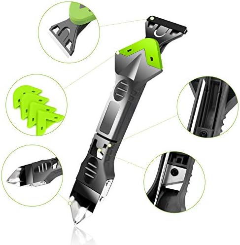 JUNEU 5 in 1 Caulking Tool Kit Sealant Finishing Tool Caulk Remover Mastic Tools Sealant Remover Tool Silicone Sealant Remover for Bathroom Kitchen Room Floor Corner