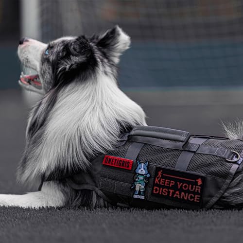 OneTigris Hundegeschirr Grosse Hunde, AIRE MESH Taktisches Anti Zug Geschirr mit 2 Griff Verstellbar Brustgeschirr No Pull Dog Harness Atmungsaktiv Grau XL