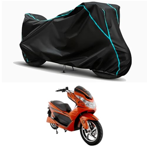 Image of Waterproof Bike Body Cover Compatible for | Okinawa Cruiser | Taffeta Fabric, Sky Piping Design, Bottom Elastic Fit | Dustproof, Sun UV & Rain Protection for All Weather.