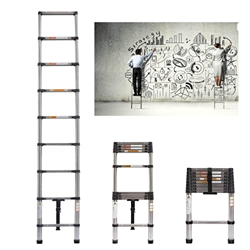 Scala telescopica multiuso da 2,6 m, in acciaio inox, estendibile, per soffitta retrattile, per lavori sul tetto, pulizia delle finestre, decorazione di interni