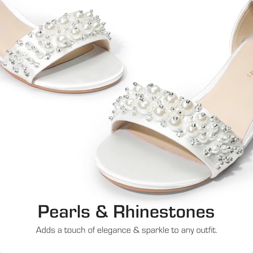 DREAM PAIRS Girls Sandals Low Heel Pump Ankle Strap Pearl Dress Flower Wedding Party Shoes for Little Kid/Big Kid2