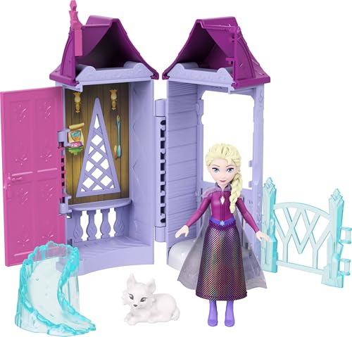 Image of Mattel Disney Frozen Anna or Elsa Playset with 5 Surprises Including Small Doll, Tower & 3-4 Arendelle Village Accessories (Characters May Vary)