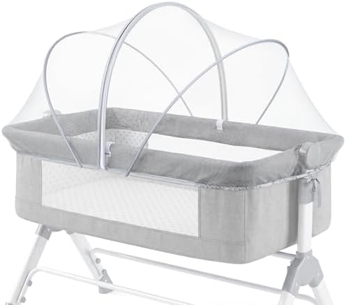 Orzbow Bassinet Cover for Cats - Breathable Mosquito Net Cover for Cradles/Travel Cribs/Mini Cribs, Baby Mosquito Net to Keep Pets Out, Baby Bassinet Accessories, Two-Way Self-Locking Zippers, White