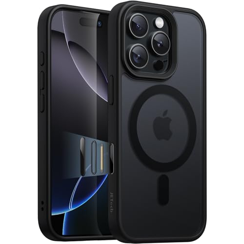 JETech Magnetic Case for iPhone 16 Pro Max 6.9-Inch with Camera Control Capture Button Compatible with MagSafe Translucent Matte Back Slim Shockproof Phone Cover (Black Titanium)