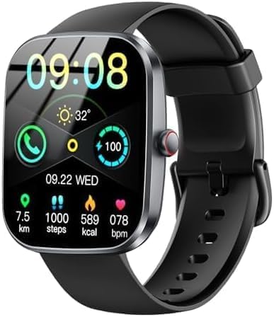 Hosgubo Montre connectée pour Femme, Homme, 1,91" HD Smart Watch, 100+ Sportives, Moniteur de fréquence Cardiaque, étanche IP68, podomètre, chronomètre et Notifications de Messages pour Android iOS