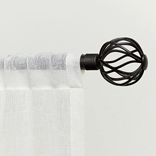 Exclusive Home Ogee 1" Curtain Rod and Coordinating Finial Set, Oil Rubbed Bronze, Adjustable 66"-120"
