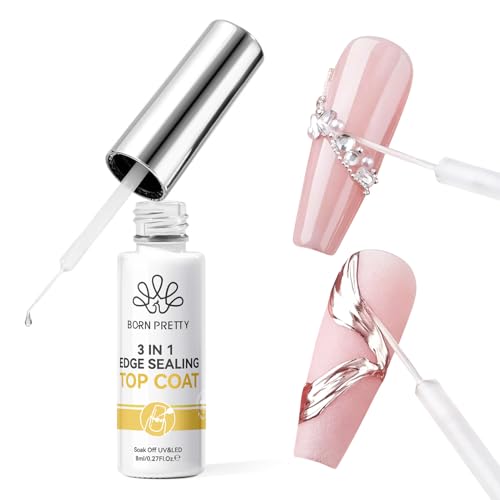 Born Pretty 3-in-1 Top Coat Gel Liner For Nail Art Sealing Edge 8ml No Wipe