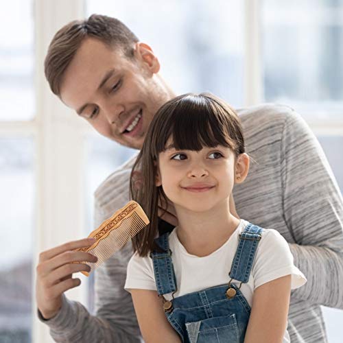 Mjiya Wooden Comb Hair + Beard Detangler, Natural Anti Static Wood For Styling Wet Or Dry Curly, Thick, Wavy, Or Straight Hair Small Pocket Sized (Light Brown, 6 Inch) #TOP4