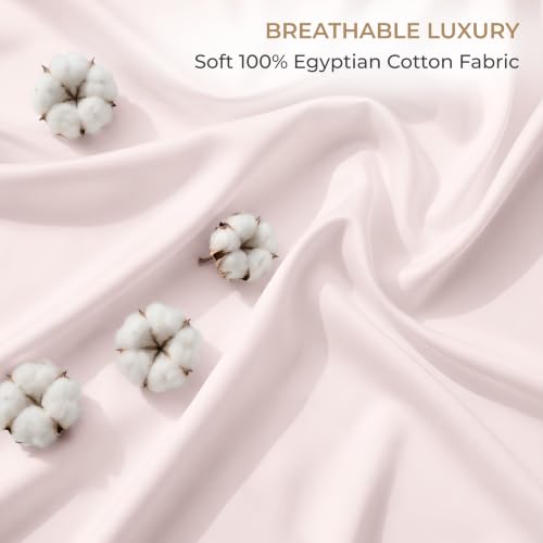 Image of SGI bedding 100% Egyptian Cotton Sheets RV King Size - 600 Thread Count Sheets Set, Soft, Cooling, 15 inch Deep Pocket, Luxury Hotel Bedding, Breathable, Durable - Blush