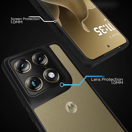 Image of RIGGEAR Shockproof Sleek Hybrid Armor Back Cover Case for Motorola Moto Signature 5G (Clear PC + Black TPU Bumper)