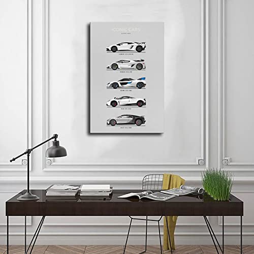 Supercar Poster Walls Canvas Racing Car Vintage Posters Wall Art For Boys Room Banner For Mancave Garage Bedroom Unframe-Style 12X18Inch(30X45Cm) #TOP2