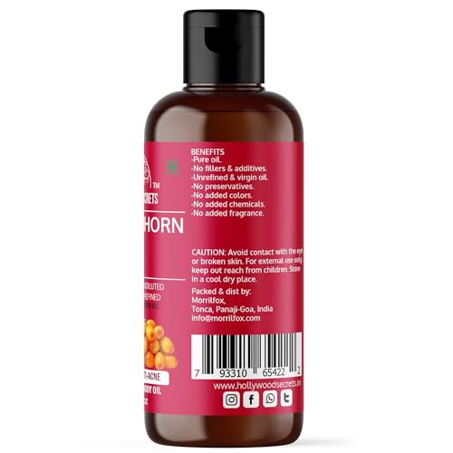 Hollywood Secrets Organic Pure Sea Buckthorn Oil Face Skin Hair 100 ml