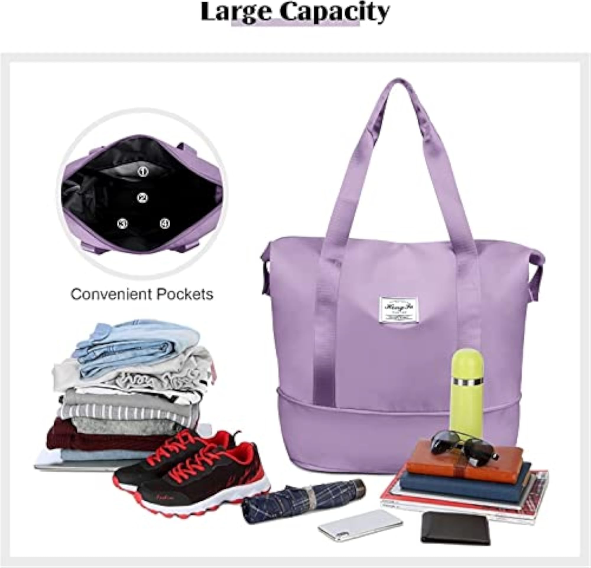 Large Foldable Travel Duffel Bag, Expandable
